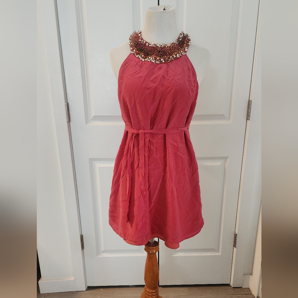 Used French Connection Pink Sleeveless Halter Mini Dress